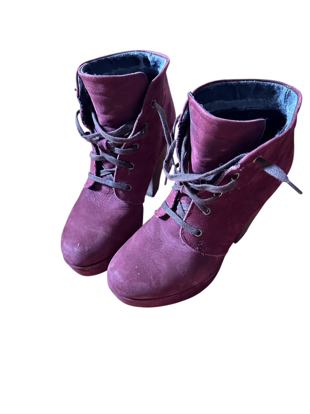 Steve Madden Plum Suede Lace-Up Block Heel Boots - Picture 7 of 10